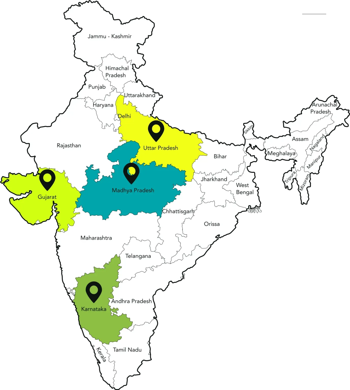 PyroCCS project locations across India